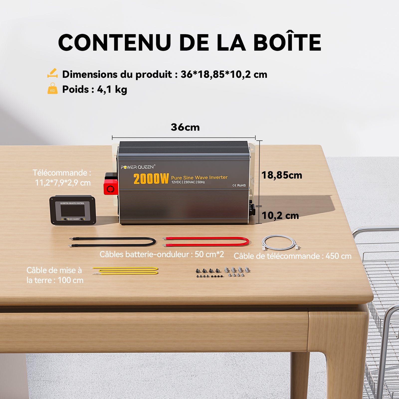 Convertisseur 2000W DC 12V à AC 220-240V de Power Queen
