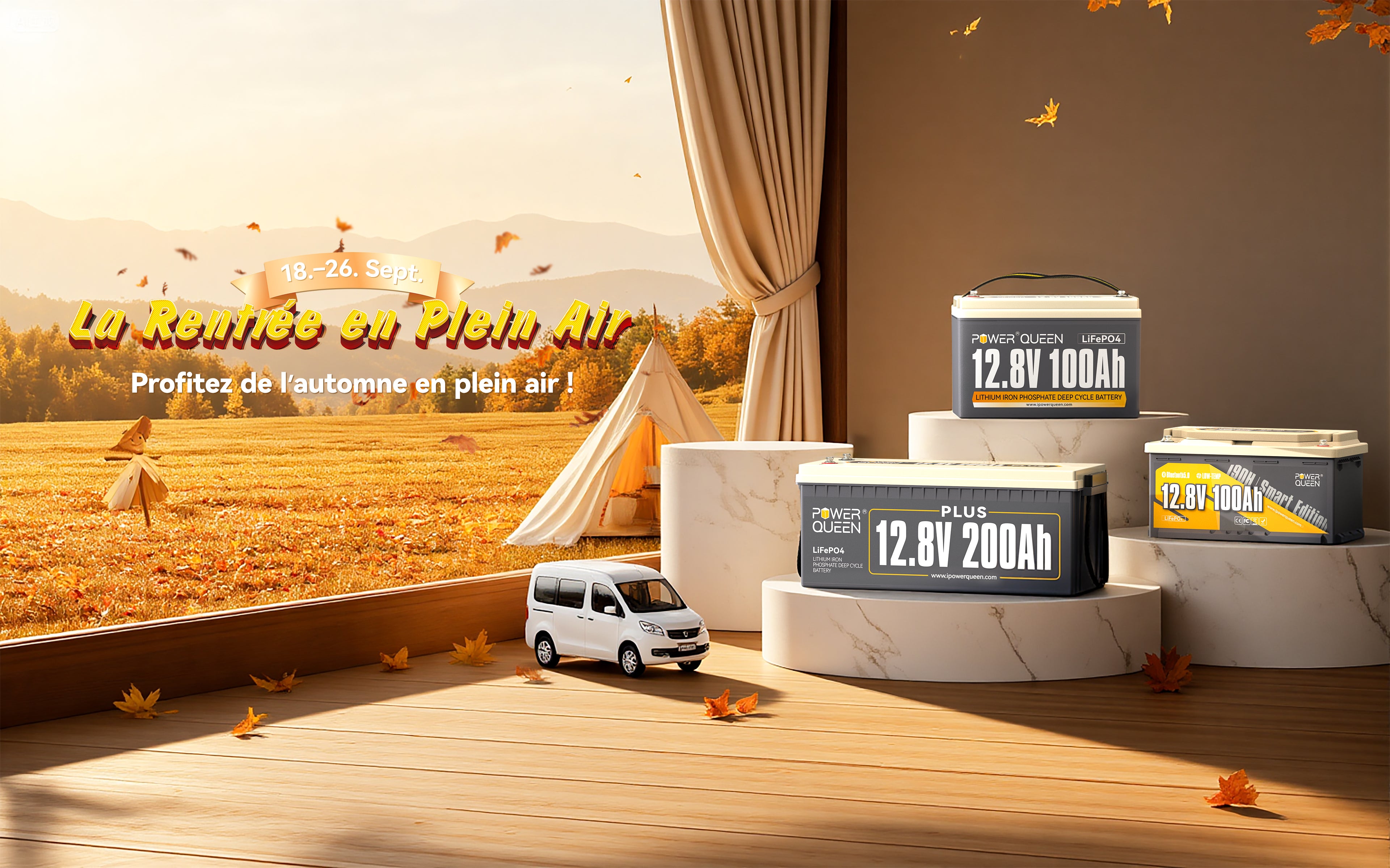 Soldes d'Automne - Power Queen Batterie LiFePO4 Lithium