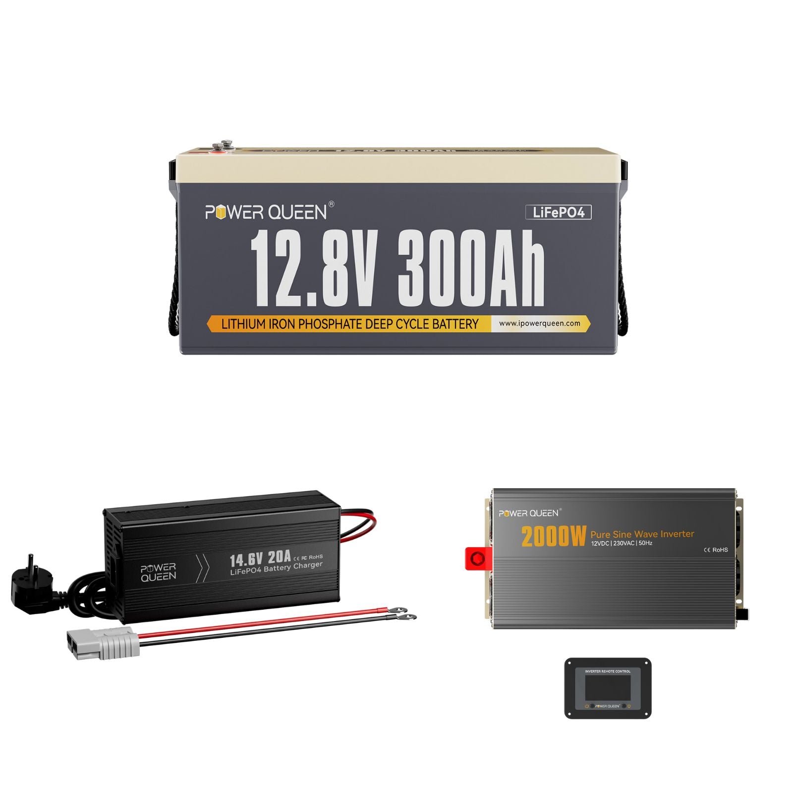 Batteria LifePO4 12V 300Ah da Power Queen con BMS 200A integrato