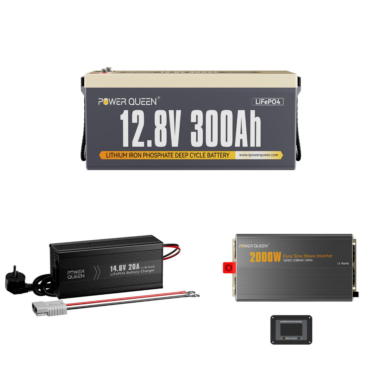 LIFEPO4 12V 300AH Batería de Power Queen con BMS 200a integrado