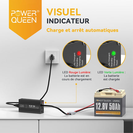 Indicateurs LED Visuels, Chargeur LiFePO4 14,6V 10A