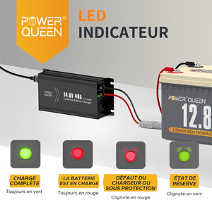 Indicateurs LED pour une Surveillance Claire, Chargeur LFP 14,6V 40A
