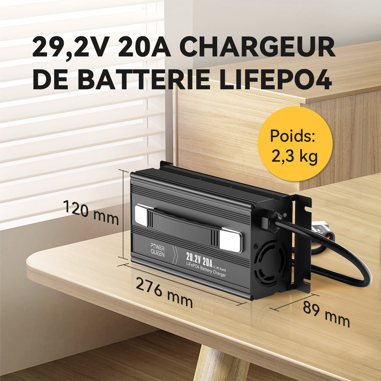Poids et Dimension, Chargeur LiFePO4 29,2V 20A