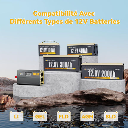 Adapte aux batterie LiFePO4 et aux batterie plombacide, Convertisseur 2000W