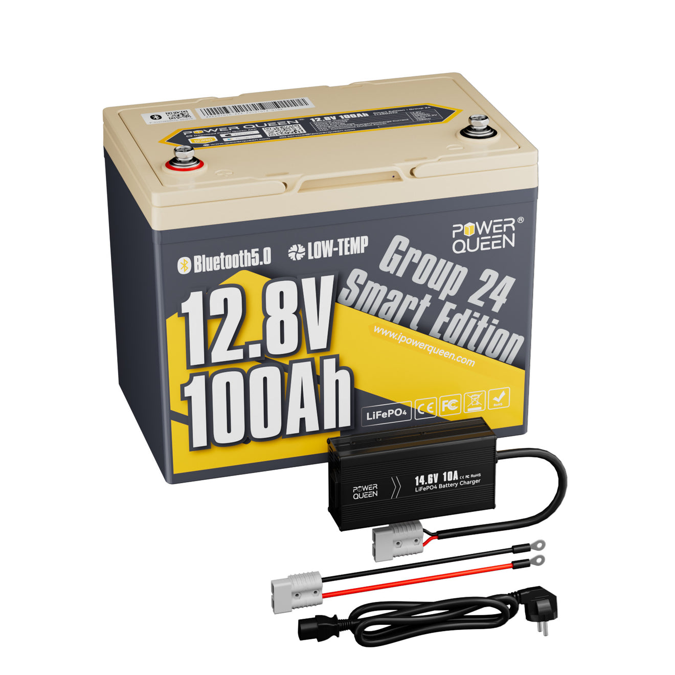 LifePo4 12V 100AH ​​battery Group 24 from Power Queen with Intelligent Bluetooth