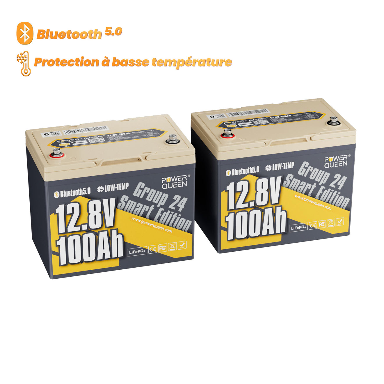 LifePo4 12V 100AH ​​battery Group 24 from Power Queen with Intelligent Bluetooth