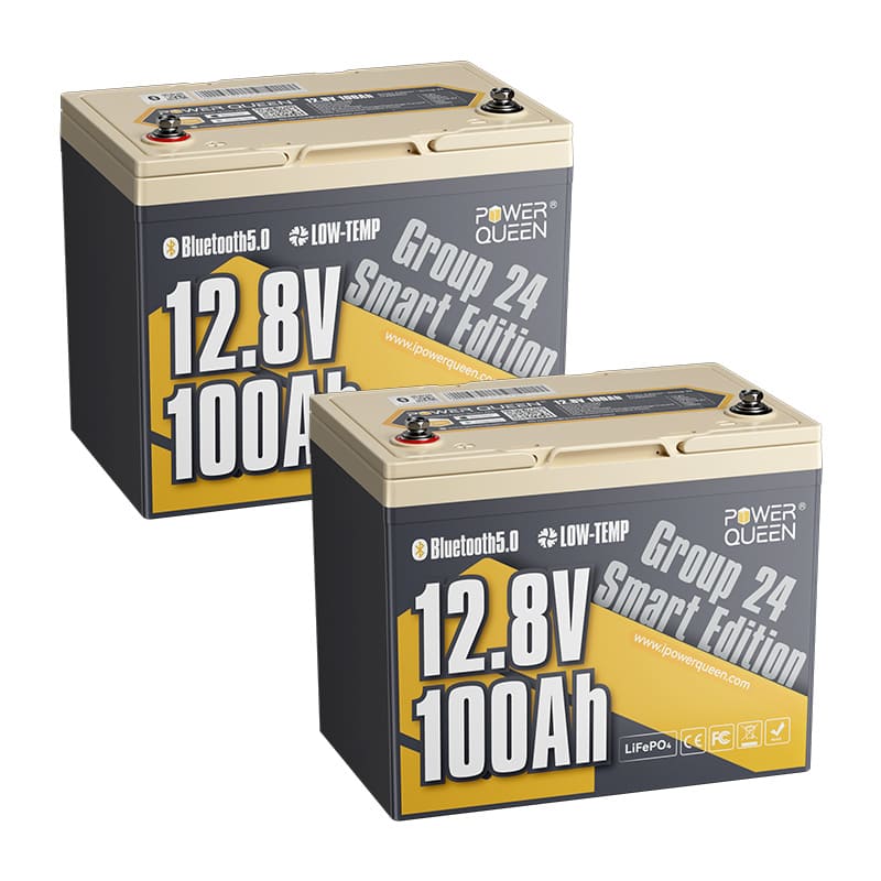 LifePO4 12V 100Ah Battery Group 24 da Power Queen con Bluetooth intelligente