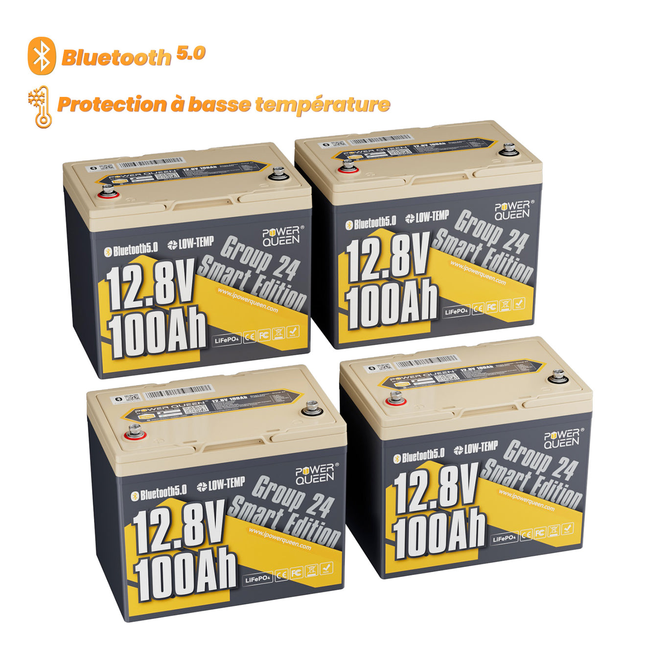 LifePo4 12V 100AH ​​battery Group 24 from Power Queen with Intelligent Bluetooth