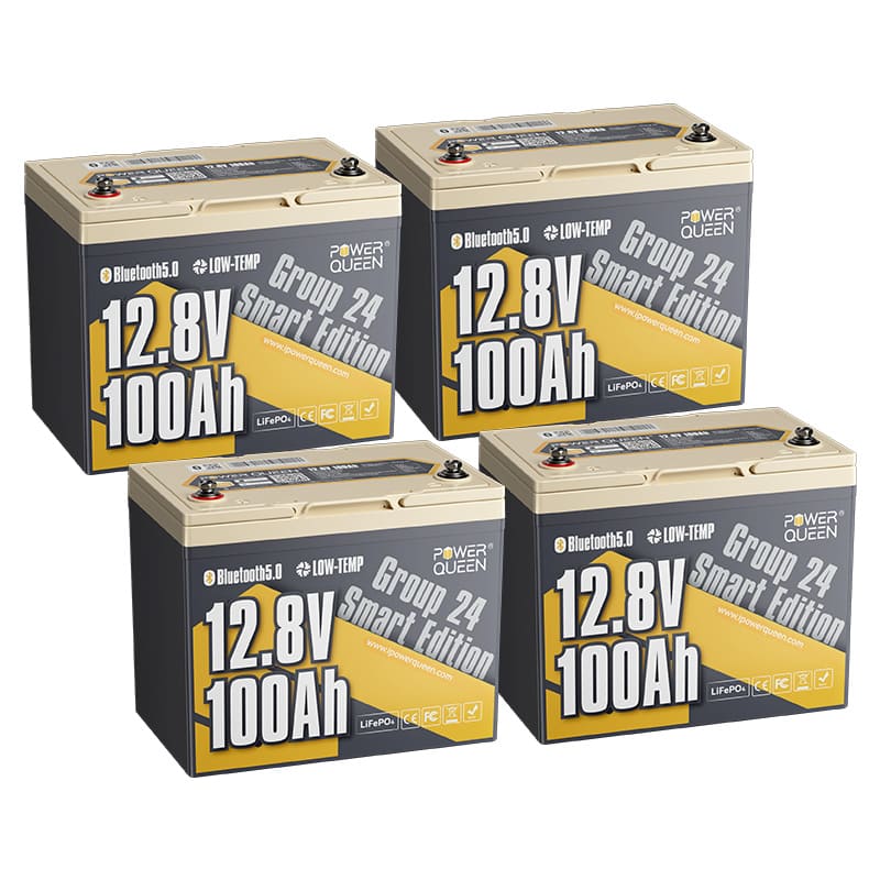 LIFEPO4 12V 100Ah Battery Group 24 de Power Queen con Bluetooth inteligente