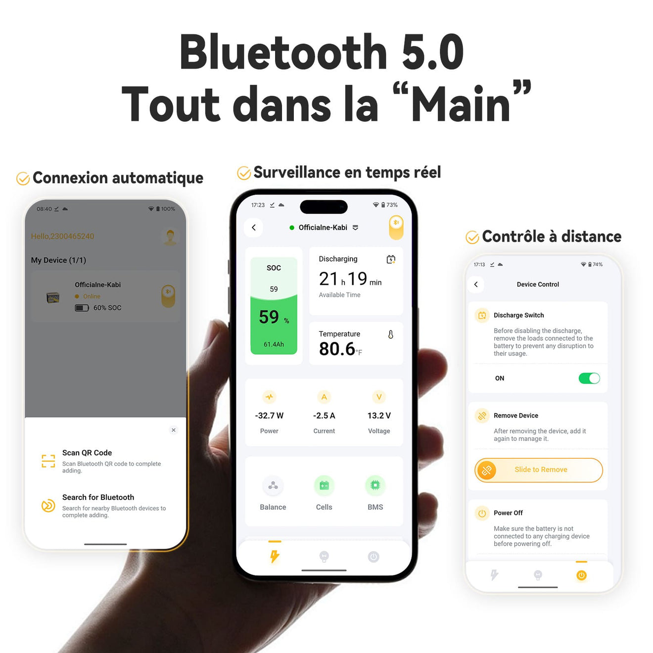 Blutooth Intelligent 5.0 par le Téléphone, Connexion Simple, Batterie Écologique 12V 100Ah