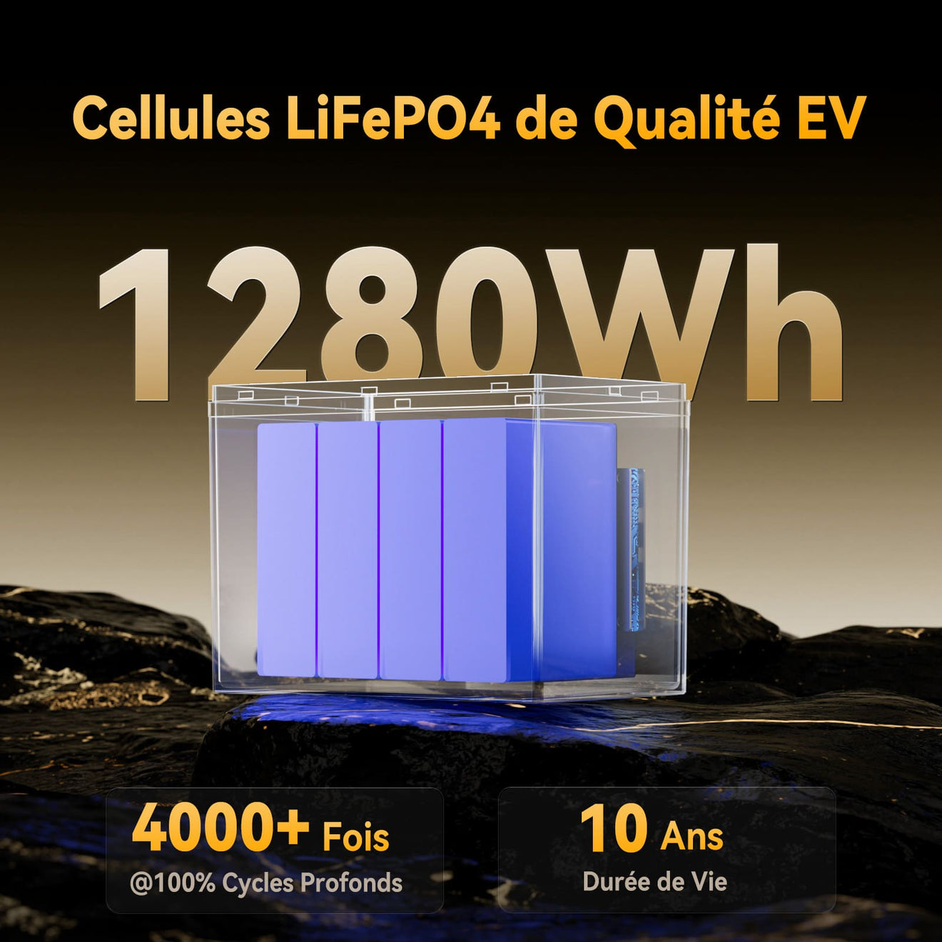 Cellules de Qualité d'Aotomobile, Longue Durée de Vie, Batterie au Lthium 12V 100Ah