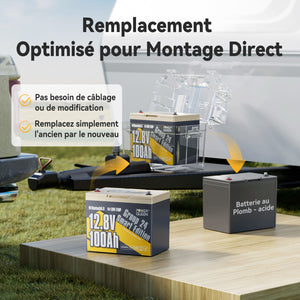 Facile à Remplacer, Aucun Câblage et Modification, Batterie Nouvelle Énergie 12V 100Ah