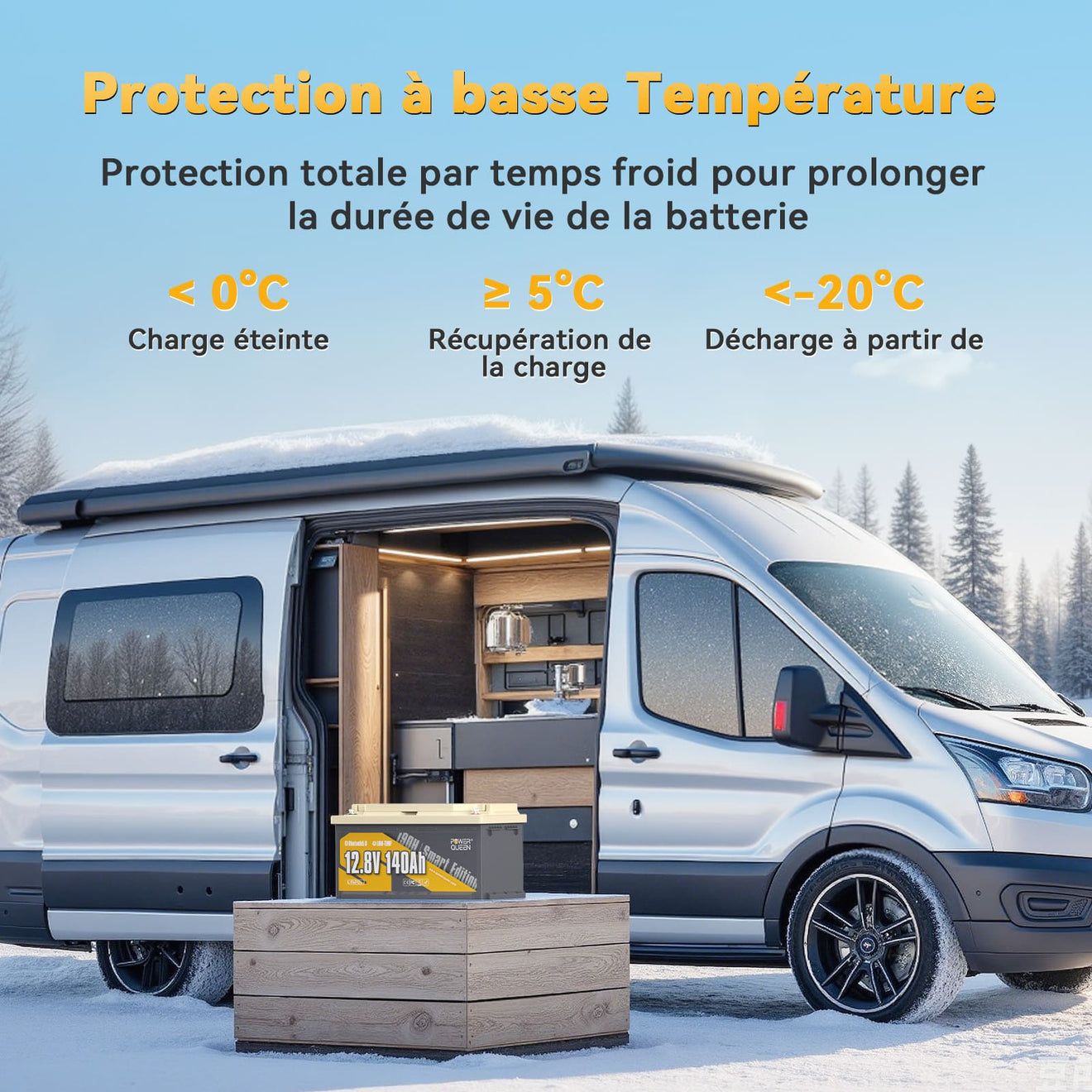 Protection Low-temp, Conçu pour l'environnement Extrême, Batterie Écologique 140Ah avec BMS 150A