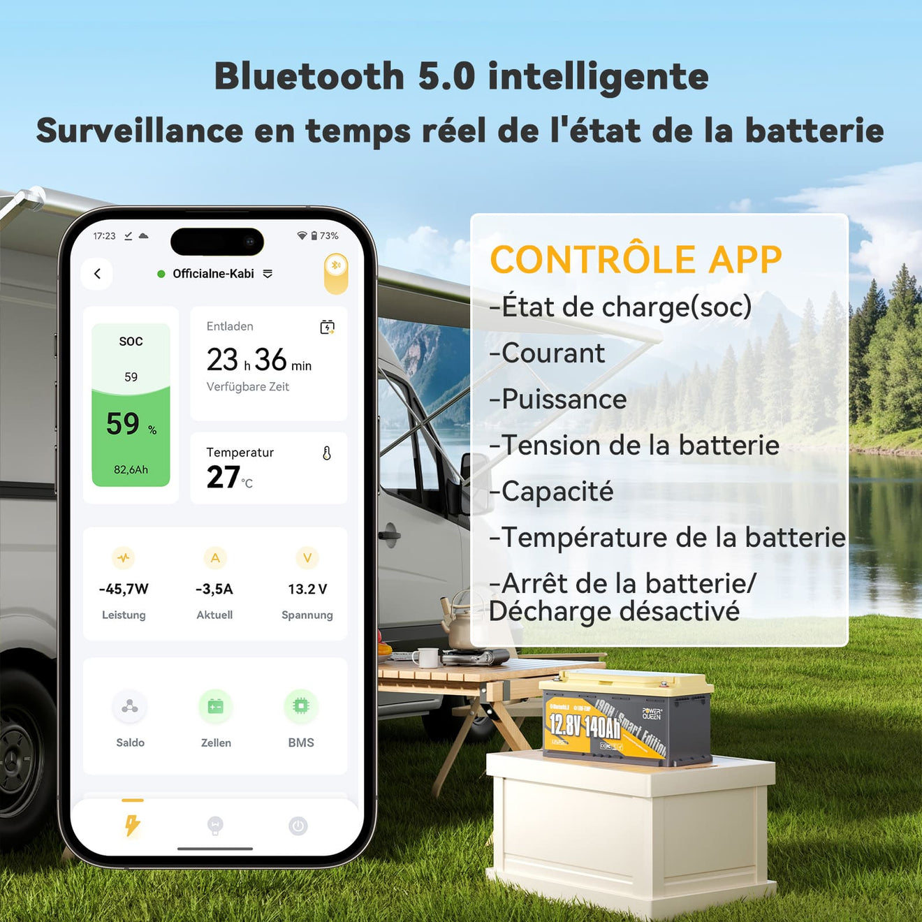 Bluetooth Intelligent 5.0, Surveillance à Distance via Smartphone, Batterie Non Toxique
