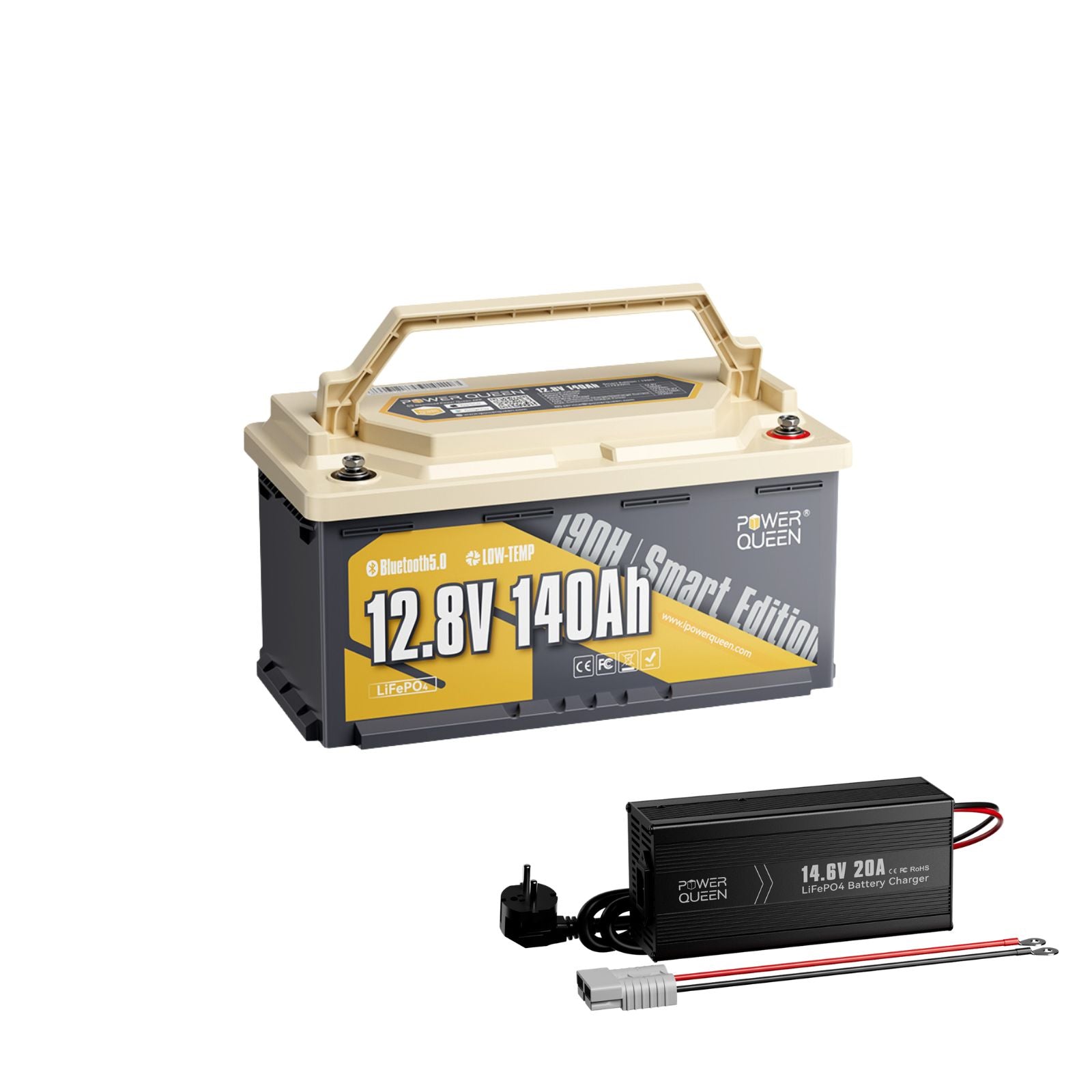 LifePO4 12V 140 AH H190 Batteria da Power Queen con Bluetooth