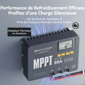 Pas de bruit de ventilateur, régulateur MPPT 40A