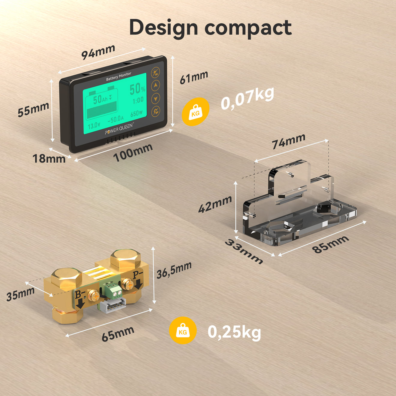 dimension de moniteur de batterie 12v
