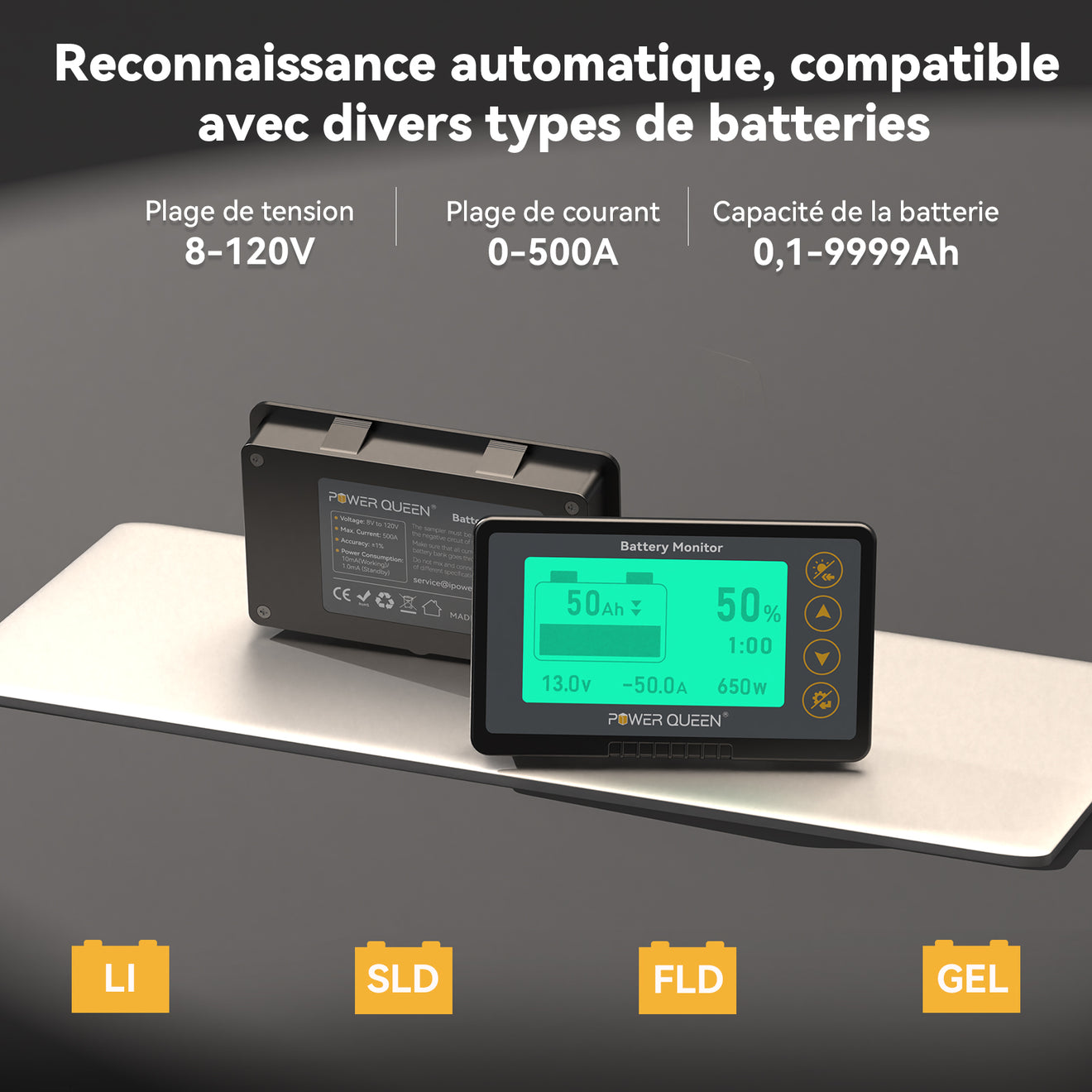Compatible avec de multiples batteries, moniteur de batterie 12v bluetooth