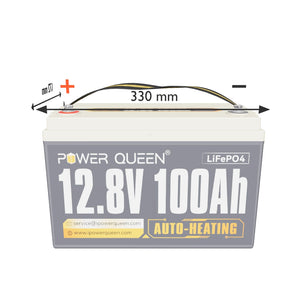 Batterie LiFePO4 12V 100Ah Autochauffante de Power Queen avec BMS 100A Intégré