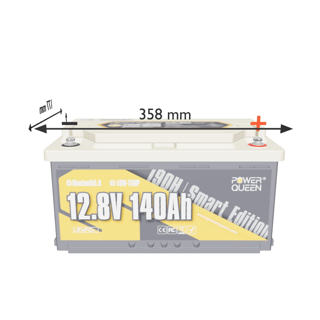 Batterie LiFePO4 12V 140Ah H190 de Power Queen avec Bluetooth