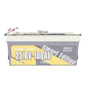 Power Queen LifePO4 24V Batteria da 100 AAH con Bluetooth intelligente